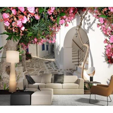 Imagem de Eierme -Quiet Traditional Backstreet in Chora Town on Amorgos Island Cyclades Greece Mural Peel and Stick 228.6 cm x 170.2 cm