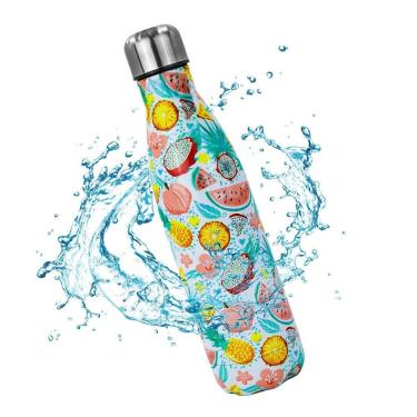 Imagem de Garrafa Térmica Aço Inox Com Estampa 500Ml Frutas Verão