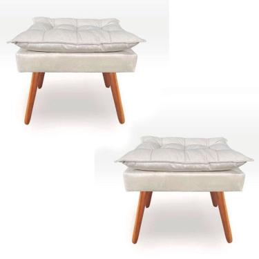 Imagem de Kit 2 puff puf opala suede bege off white alta linha