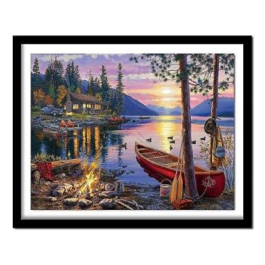 Imagem de Kits de pintura de desenho diy pintura de diamante ponto cruz paisagem