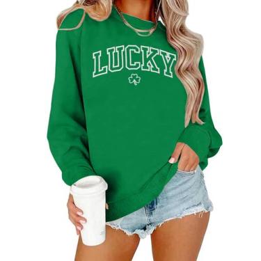 Imagem de Camisola VVNTY St. Patrick's Day bordada Lucky Women