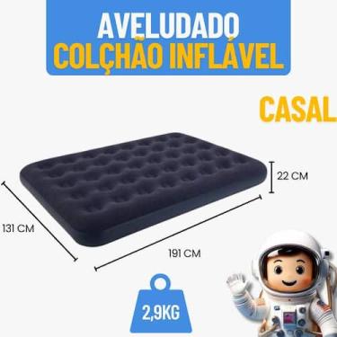 Imagem de Colchão Inflável Casal Solteiro Aveludado Camping Visitas Cama Extra P