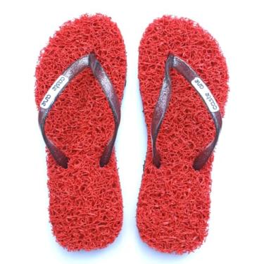 Imagem de Chinelo Confort Feminino indicado para pessoas que sofrem com Fascite Plantar, esporão de calcâneo, Hiperidrose PLantar e Neuroma de Morton, além disso, dá a sensação de estar pisando em um tapete macio. (Vermelho, BR, Adulto, Faixa Numérico, 39, 40)