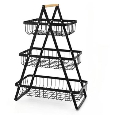 Imagem de Fruteira De Mesa MéDia Premium Cesta Frutas De Mesa 33cm Aramado 2 Andares E 3 Andares Organizador Multiuso(Fruteira-3 Andares //33x47cm)