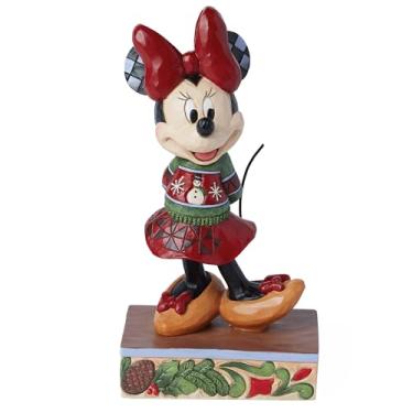 Imagem de Enesco Disney Traditions Coleção de Jim Shore Minnie Mouse em suéter de Natal - Estatueta de Natal colecionável de resina de pedra pintada à mão estatuetas da Disney de Natal para decoração de casa,