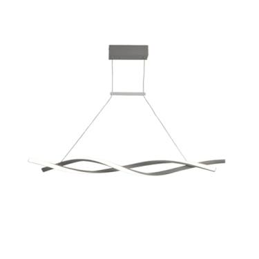 Imagem de Lustre LED preto fosco minimalista moderno para sala de estar, sala de jantar, cozinha, quarto, acabamento cinza, luminária elegante para decoração de casa