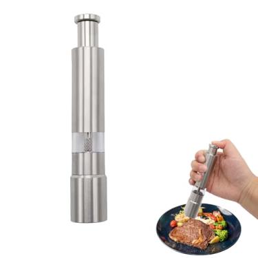 Imagem de 1 moedor de sal e pimenta, moderno polegar de aço inoxidável, moedor de sal e pimenta, para pimenta preta, sal marinho e sal do Himalaia, especiarias e sal (prata)