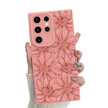 Imagem de Capa de telefone MZELQ Silicone Rosa Floral Samsung Galaxy S23 Ultra
