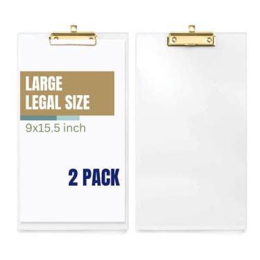 Imagem de Prancheta de acrílico transparente UNIQOOO com clipe dourado, tamanho 