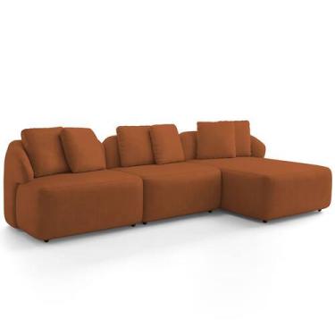 Imagem de Sofá 4 Lugares com Chaise Direito Sala Living 294cm Arlo F04 Veludo Te