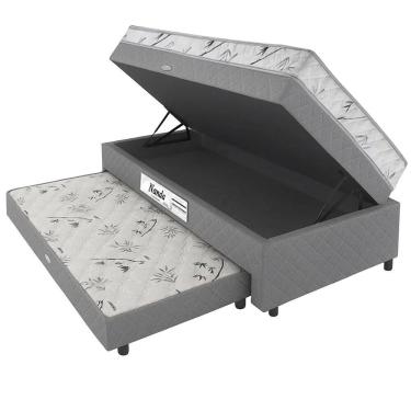 Imagem de Cama Box Nanda Solteiro com Baú e Auxiliar 62x188x88 Somopar Cor Branco com Cinza