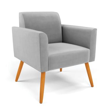 Imagem de Poltrona Pés Palito Castanho Marisa Suede Cinza D03 - D'Rossi