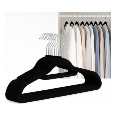 Imagem de Kit 10 Cabides Veludo Slim Ultrafino Antideslizante Roupa Loja Closet 