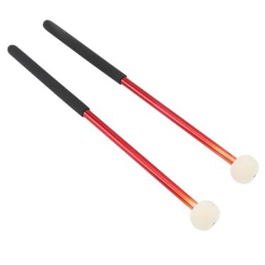 Imagem de RiToEasysports Marretas de Tímpanos, Cabeças de Feltro de lã, Alças de Borracha Antiderrapantes, Bastões de Percussão de Liga Leve para Orquestra e Banda Marcial (Vermelho)