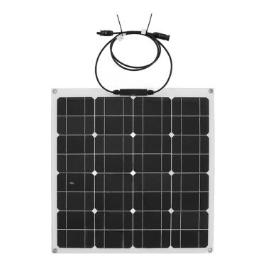 Imagem de Carregador de painel solar, 50W 18V de silício monocristalino painéis solares de alta transmitância painel solar semi flexível à prova d'água dobrável portátil carregador solar para carro RV