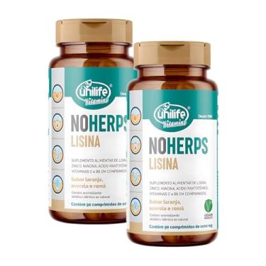 Imagem de Kit 2 NoHerps Lisina 1000mg Unilife 90 comprimidos Laranja e Acerola