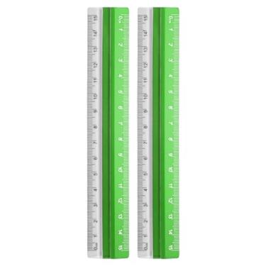 Imagem de Generic 2 régua reta 15 cm régua de transferidor de liga de alumínio de plástico métrico para escritório de arquiteto, verde