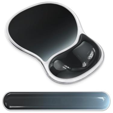 Imagem de AKIT Mouse pad ergonômico com descanso de pulso e apoio de pulso para teclado, descanso de pulso para teclado de computador, alívio da dor, base de gel antiderrapante, suporte de pulso de mouse para