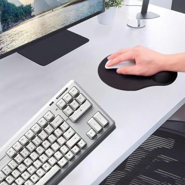 Imagem de Mouse pad ergonômico preto com suporte de pulso em gel, base antiderrapante e superfície lisa para escritório e casa, 1 pacote