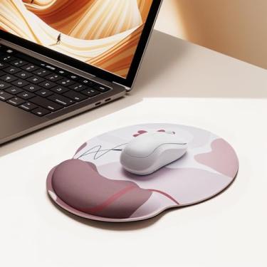 Imagem de Mouse pad de escritório com suporte de pulso em gel – Mouse pad ergonômico para jogos, descanso de pulso com base de borracha antiderrapante para escritório, laptop, computador