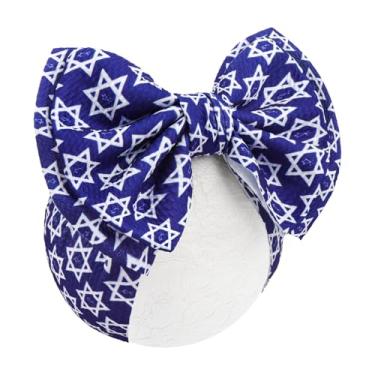Imagem de YanJie Arco de bebê Happy Hanukkah de 17 cm para meninas com estrela de Davi, acessórios de cabelo azul, acessórios judaicos para meninas, acessórios de cabelo de bebê, presente
