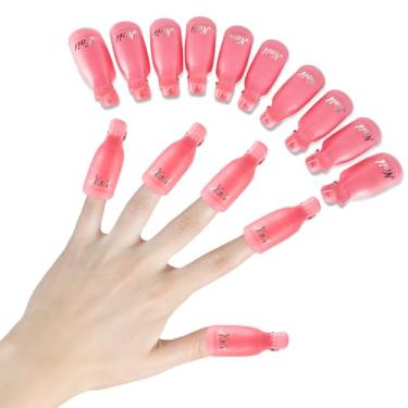 Imagem de 10 peças de grampos de remoção de verniz de unha rosa, design de clipe de tampa de limpeza de imersão para remoção de arte de unha sem complicações