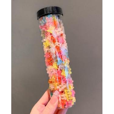 Imagem de 100 peças de mini grampos de cabelo de coelho coloridos fofos - Clipes de garra de garra de aperto forte acessórios de cabelo coloridos para tipos de cabelo finos adequados para aniversário, Natal