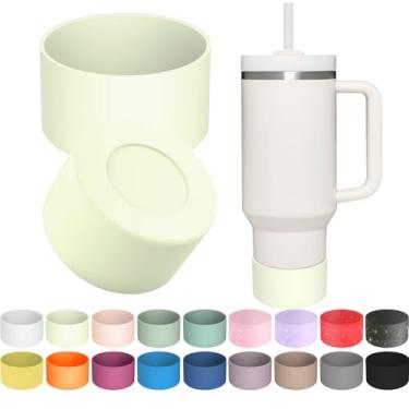 Imagem de 1 bota de silicone para Stanley Quencher Tumbler H2.0 30/1,134 g, IceFlow 20/850.5 g & Hydro Flask 340.2-680.4 g - capa protetora inferior (creme)
