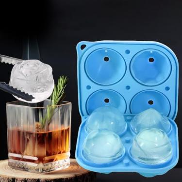 Imagem de Bandeja de gelo em forma de rosa azul e bola para coquetéis, uísque e bourbon