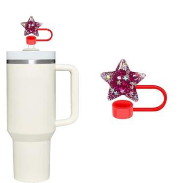 Imagem de Red Star Capa de palha de silicone para copo Stanley 101 e 850 ml, tampa para acessórios de copos Stanley, tampa para tampas de ponta de canudos reutilizáveis, topo bonito para copos