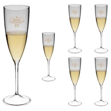 Imagem de Taça Espumante 170ml Boas Festas Acrílico Premium 6pçs (TRANSPARENTE)