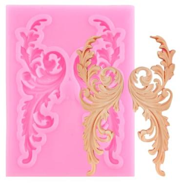 Imagem de Molde de fondant barroco Curlicues Scroll Lace Moldes de silicone esculpido molde de borda de bolo de flores para decoração de bolos topo de cupcake doce chocolate polímero argila pasta de goma