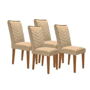 Imagem de Kit 4 Cadeiras Sala Jantar Londrina 4 Un Capuccino-linho Bege Turim - Rufato