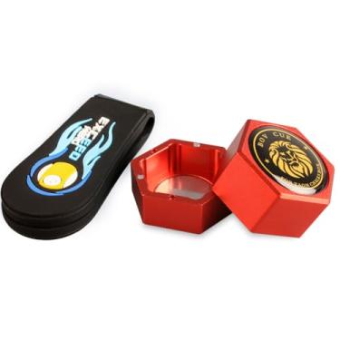 Imagem de YEUEK Suporte de giz magnético hexagonal TAOM, suporte de giz portátil para taco de sinuca para giz de predador, suporte de giz silencioso para bilhar de bilhar, estojo de giz para tacos de sinuca