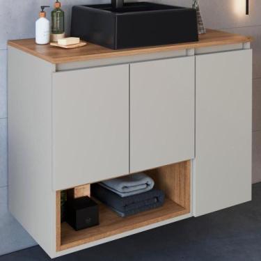 Imagem de Gabinete Suspenso 80 Cm Com Cuba Preta Bl9220 Mell Arenas Faem - MILAN