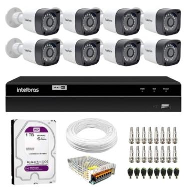 Imagem de Kit 8 Câmeras Tudo Forte TF 2020 Bulllet Full HD 2.8mm Visão 20M IP66 + DVR Intelbras MHDX 1308 8 Canais + HD 1TB Purple
