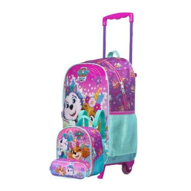 Imagem de Kit Mochila Escolar Rodinhas + Lancheira + Estojo Patrulha Canina Infa