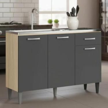 Imagem de Balcão Armário de Cozinha Multiuso Atenas 3 Portas 1 Gaveta para Pia F