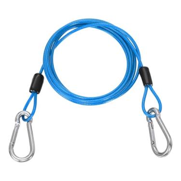 Imagem de PATIKIL Cabo de aço de segurança de 1,5 m (150,1 cm) com gancho de pressão, 1 peça de corda de fio flexível de laço duplo revestido de PVC, corrente de segurança para bagagem de viagem ao ar livre