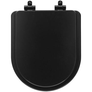 Imagem de Tampa De Vaso Poliéster Com Fechamento Lento Nexo Onix (preto Fosco) Para Louça Roca Com Ferragem Preta