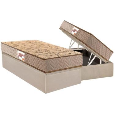 Imagem de Cama Box Baú Solteiro Kit Colchão Anatômico D28 Royalle Clean Suede Clean Bege Paropas