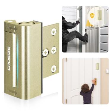 Imagem de Fechadura de porta de segurança doméstica, trava de reforço de porta de metal atualizada, 7,6 cm resiste a 453 kg de impacto para portas giratórias internas, trava de segurança de proteção, evita