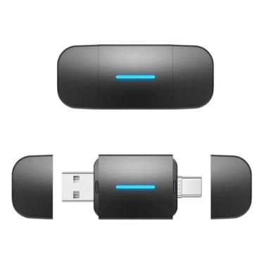 Imagem de Adaptador CarPlay sem fio para iPhone, adaptador Apple CarPlay com fio para sem fio, tamanho mini com cabo de extensão USB e USB-C/Tipo-C, controle estável e sem atraso, Blue 2 em 1