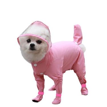 Imagem de Capa de chuva refletiva impermeável IOICYBF para cães, rosa