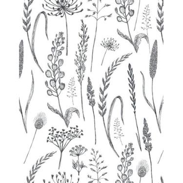 Imagem de Papel de parede Jiffdiff Peel and Stick Preto Branco Wildwood Floral