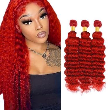 Imagem de Pacotes de cabelo DiexRlamx Burgundy Deep Wave 16 18 20 Brazilian
