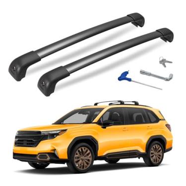 Imagem de HmmtyRack Barras transversais de teto compatíveis com Subaru Forester Sport/Touring 2025, barras transversais de alumínio com trava para bagagem, caiaque, canoa, bicicleta, snowboard