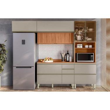 Imagem de Cozinha Completa Proença 4 Peças (2aéreos+1balcão+1paneleiro) C4p198 Nogueira Touch-nude Prime - Demóbile