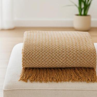 Imagem de Manta para Sofá Gigante Luxo 2,70mx2,55m, Detalhes com Franjas Premium de Algodão Capa Decorativa Protetora(CARAMELO MESCLADO KING LUXO)