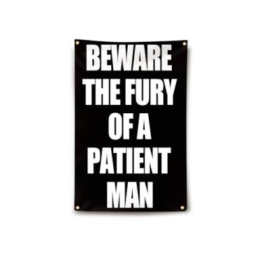 Imagem de Beware The Fury of Apatient Man Flag 6,5 x 7,5 m Home Office Gym Wall Decor Bandeira Fitness Lifting Flag com 4 argolas de latão para casa, garagem, academia